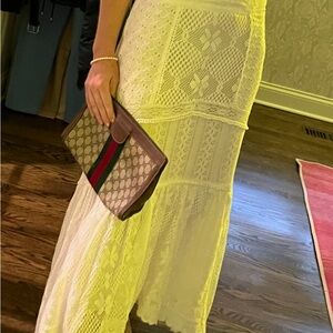 LOVESHACKFANCY
Sisto Asymmetric Crocheted Lace Midi Skirt